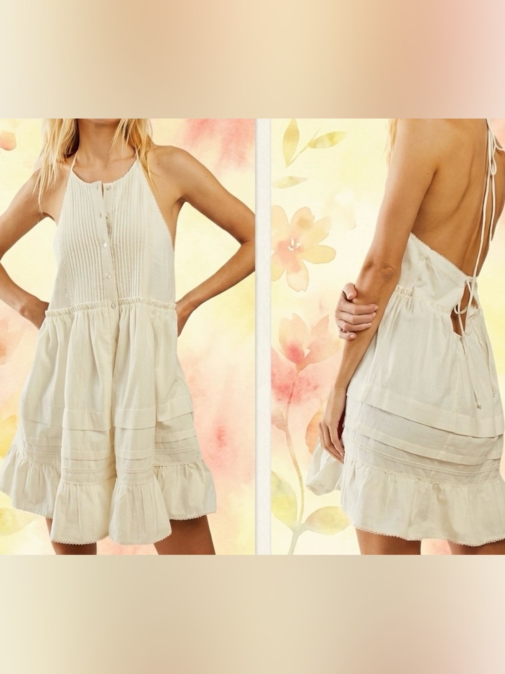 NWT FREE PEOPLE desert days white mini dress size:XS